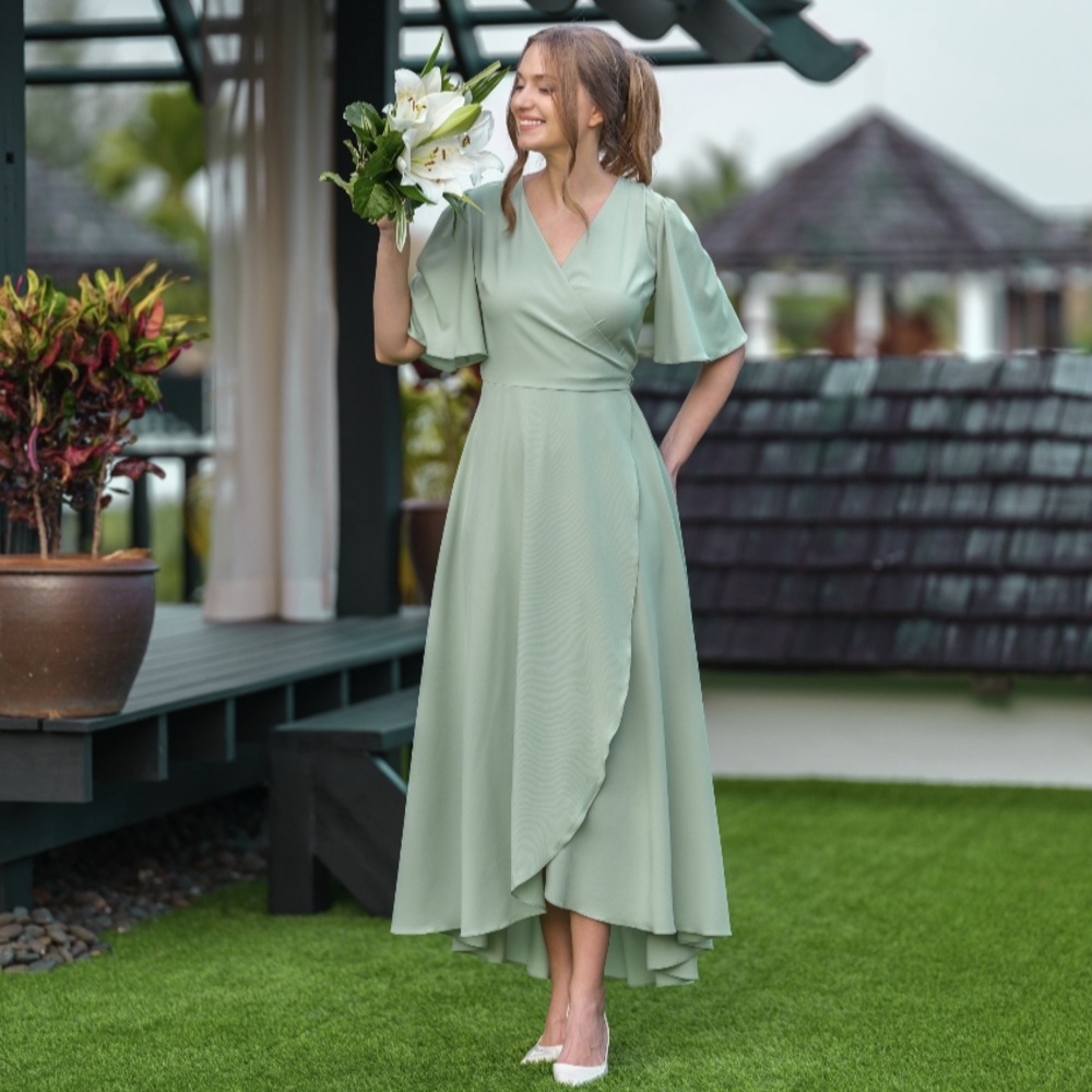Show Me Your MuMu Mint Green Wedding wrap dress